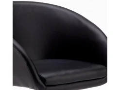 Sillón Taburete Giratorio Cuero Polipiel Diseño Moderno Austin - Negro