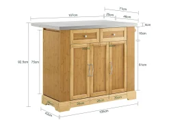 SoBuy Isla de cocina con dos cajones 107x71x92.5cm Funcional FKW130-N