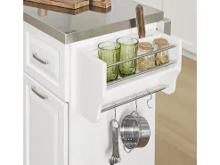 SoBuy Isla de cocina sobre ruedas con encimera extensible, armario ahorra espacio, dos cajones, estante ajustable Blanco 130 x 46/71 x 91cm
