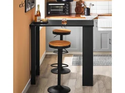 SoBuy Mesa de Bar con Estantes, Ahorra Espacio en Cocina, Negro
