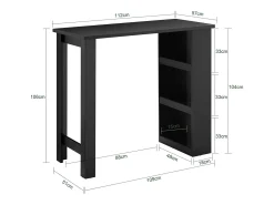 SoBuy Mesa de Bar con Estantes, Ahorra Espacio en Cocina, Negro