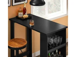 SoBuy Mesa de Bar con Estantes, Ahorra Espacio en Cocina, Negro