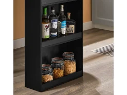 SoBuy Mesa de Bar con Estantes, Ahorra Espacio en Cocina, Negro