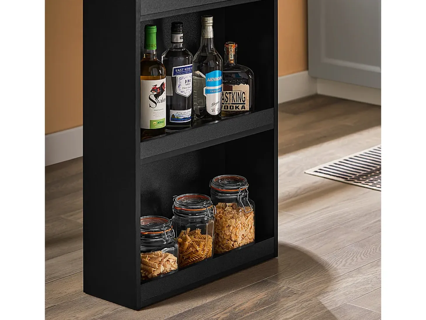 SoBuy Mesa de Bar con Estantes, Ahorra Espacio en Cocina, Negro