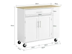 SoBuy Mueble Auxiliar de Cocina con Ruedas, Encimera, Cajón y Estantería