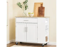 SoBuy Mueble Auxiliar de Cocina con Ruedas, Encimera, Cajón y Estantería