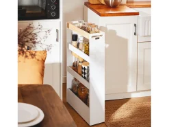 SoBuy NSR12-W - Carrito de cocina/baño que ahorra espacio con 4 estantes L50cm x A14,5cm x A14,5cm...
