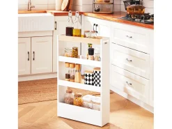 SoBuy NSR12-W - Carrito de cocina/baño que ahorra espacio con 4 estantes L50cm x A14,5cm x A14,5cm...