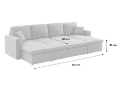 Sofá cama panorámico de 4 plazas en tela gris oscuro