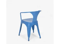 stock 20 sillas industrial con reposabrazos acero para cocina y bar steel arm - Azul Marino