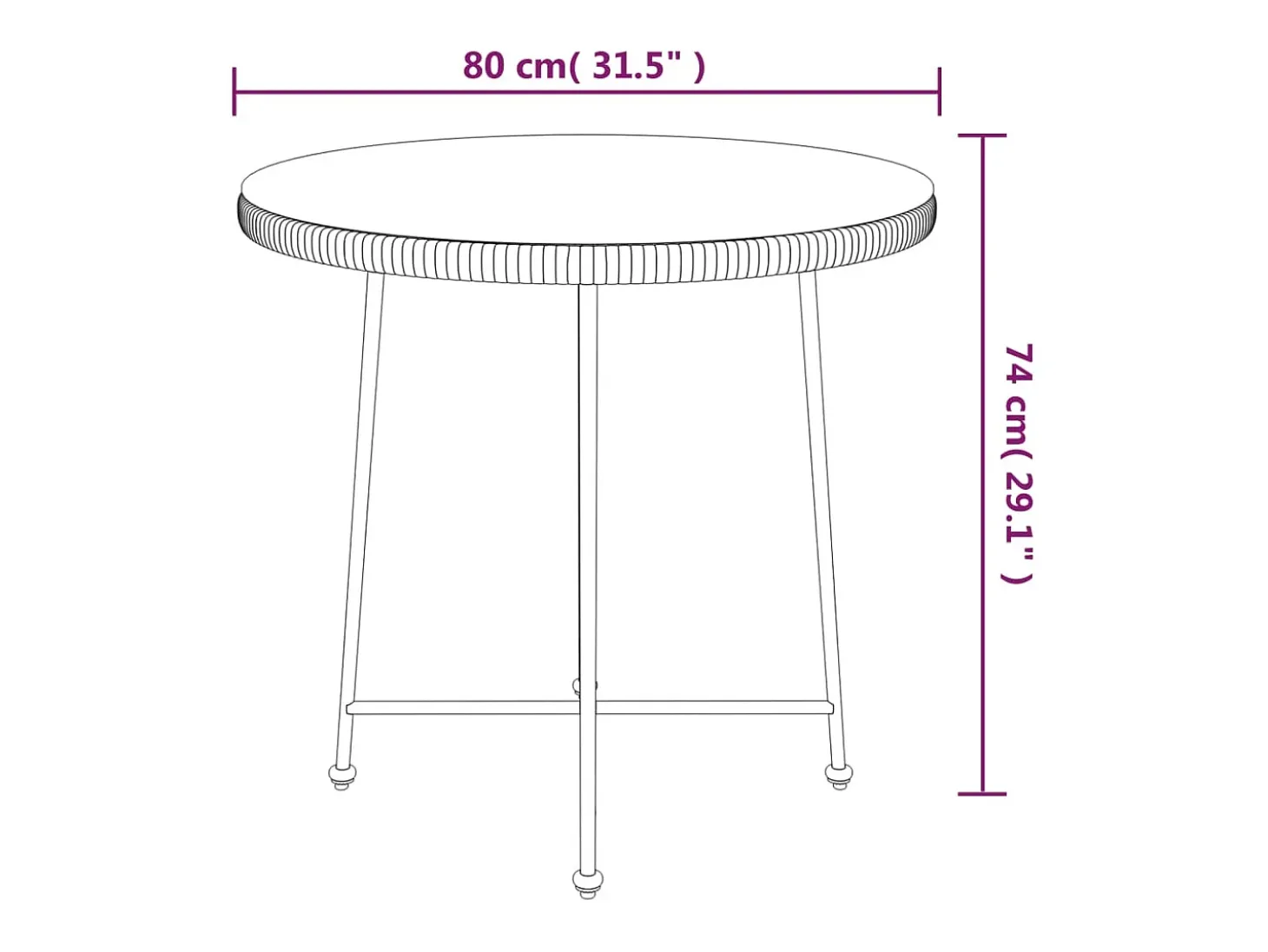 Suffolk Mesa de comedor de vidrio templado y acero negro 80 cm