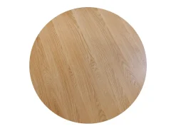 Table KANOVA 140 cm – Tablero redondo de roble claro y pie central de diseño – Estilo contemporáneo