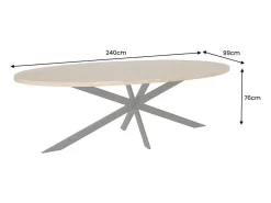 Table SOLARA – Ovalada 240 cm – Madera maciza de mango barnizada y patas de metal – Estilo industrial