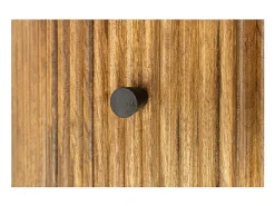 Table YONA – Redonda diámetro 120 cm – Madera maciza de mango barnizada – Con almacenamiento integrado – Estilo rústico