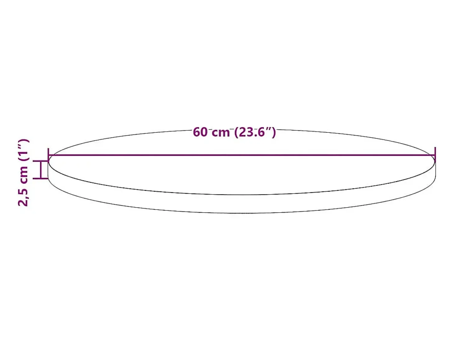 Tablero de mesa redondo madera maciza de pino marrón Ø60x2,5 cm