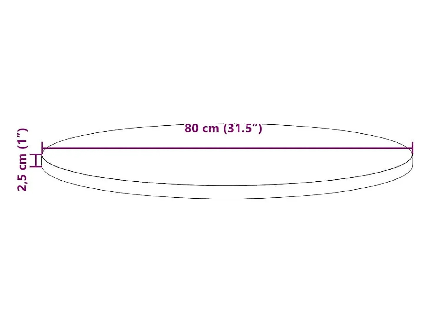 Tablero de mesa redondo madera maciza de pino marrón Ø80x2,5 cm