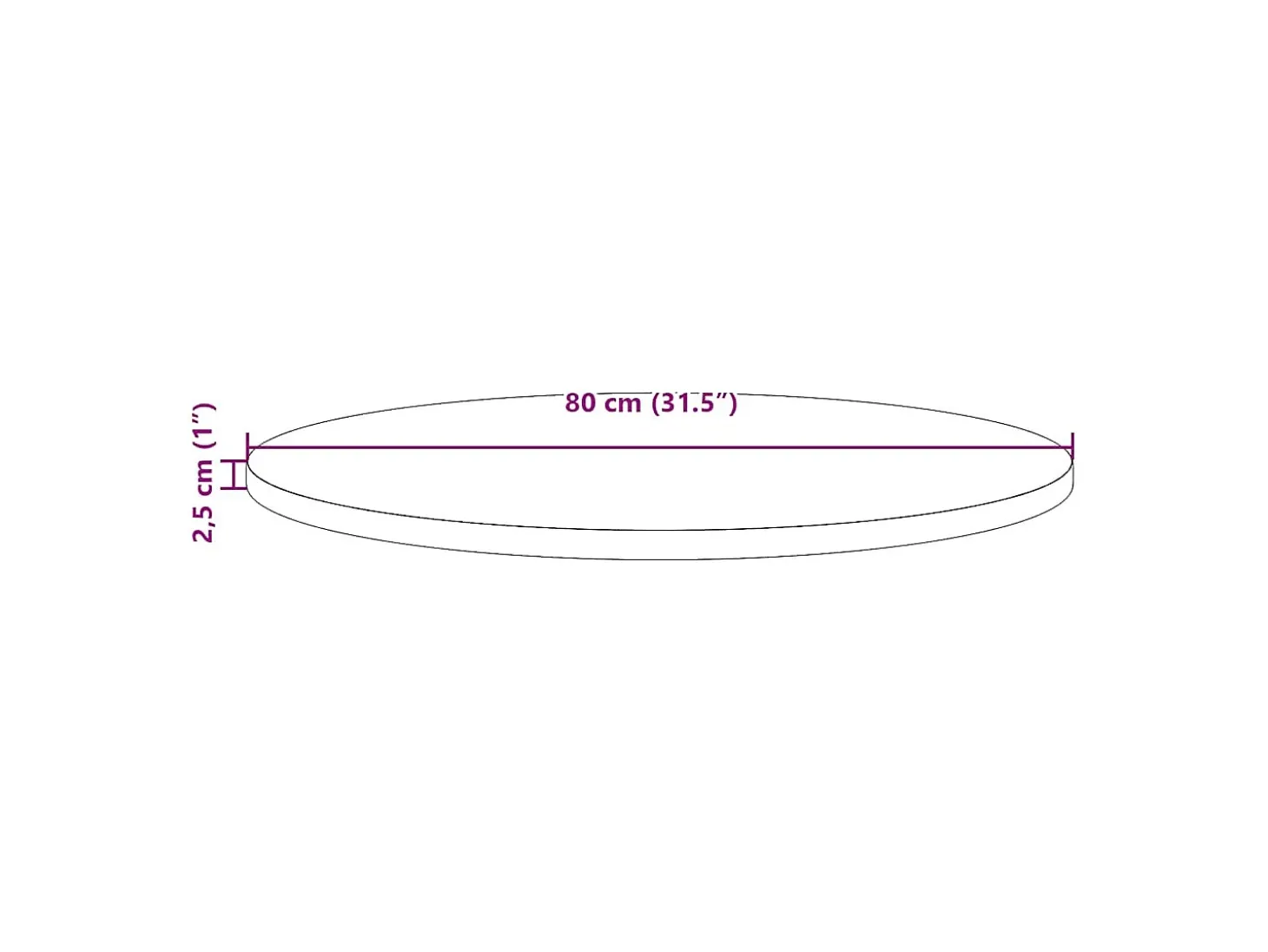 Tablero de mesa redondo madera maciza de pino marrón Ø80x2,5 cm