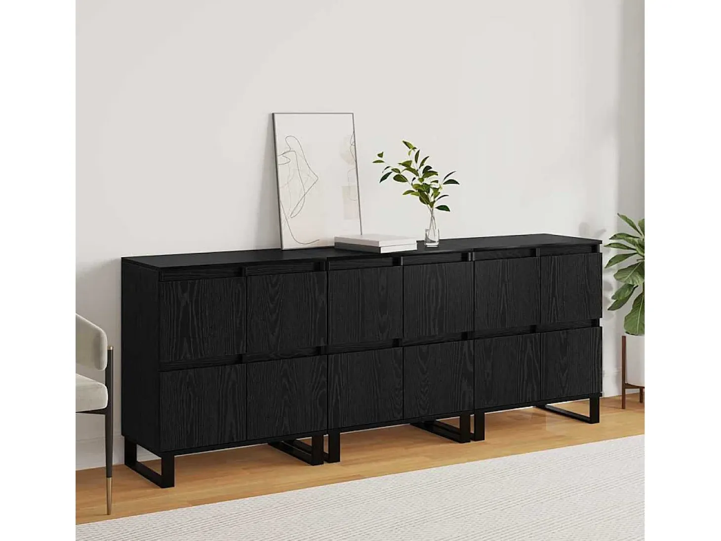 Tableros Lateral 3 piezas Roble negro 180 x 35 x 70 cm