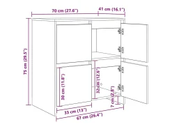 Tableros Lateral 2 piezas Roble artisan 70 x 41 x 75 cm