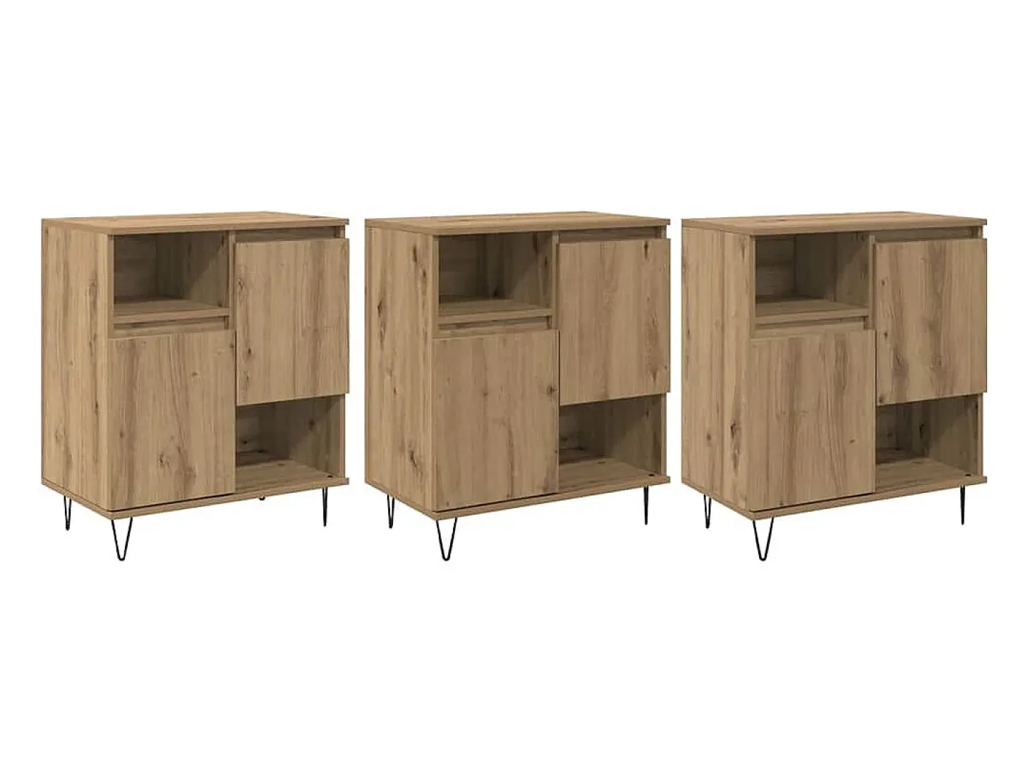Tableros Lateral 3 piezas Roble artisan 180 x 35 x 70 cm