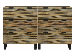 Tableros Lateral con cajón 2 piezas Marrón 60 x 33.5 x 75 cm