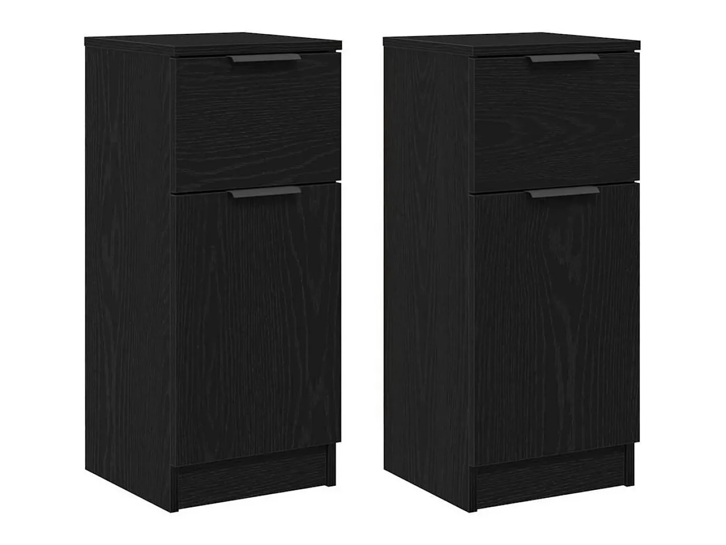 Tableros Lateral con cajón 2 piezas Roble negro 30 x 30 x 70 cm