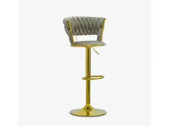 Taburete ajustable de metal dorado y terciopelo entrelazado Macaron - Marrón