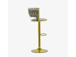 Taburete ajustable de metal dorado y terciopelo entrelazado Macaron - Marrón