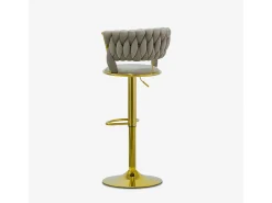 Taburete ajustable de metal dorado y terciopelo entrelazado Macaron - Marrón
