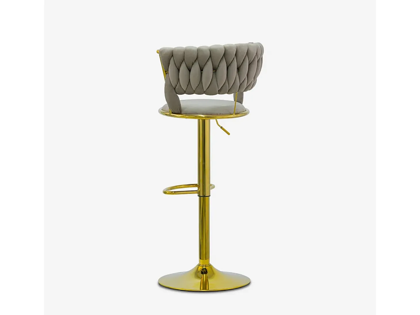 Taburete ajustable de metal dorado y terciopelo entrelazado Macaron - Marrón