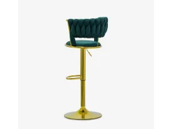 Taburete ajustable de metal dorado y terciopelo entrelazado Macaron - Verde oscuro