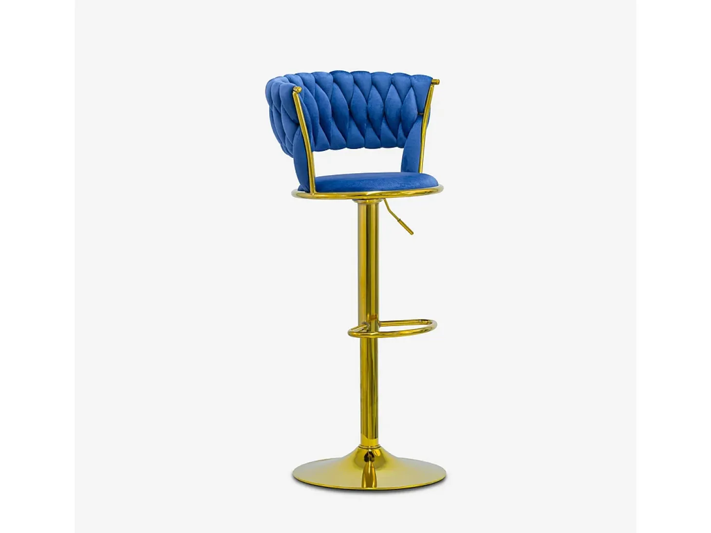 Taburete ajustable de metal dorado y terciopelo entrelazado Macaron - Azul Marino