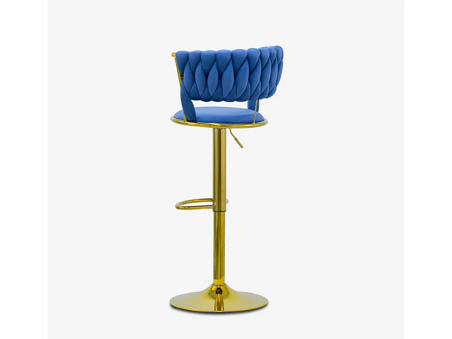 Taburete ajustable de metal dorado y terciopelo entrelazado Macaron - Azul Marino