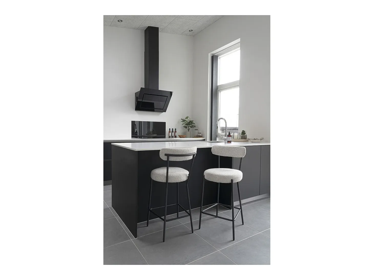 Taburete Alto Badalona, Blanco, 46x39x90 cm, Kendra Home