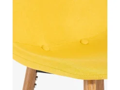 Taburete alto de bar cocina estilo nórdico en tela con respaldo Shona - Amarillo