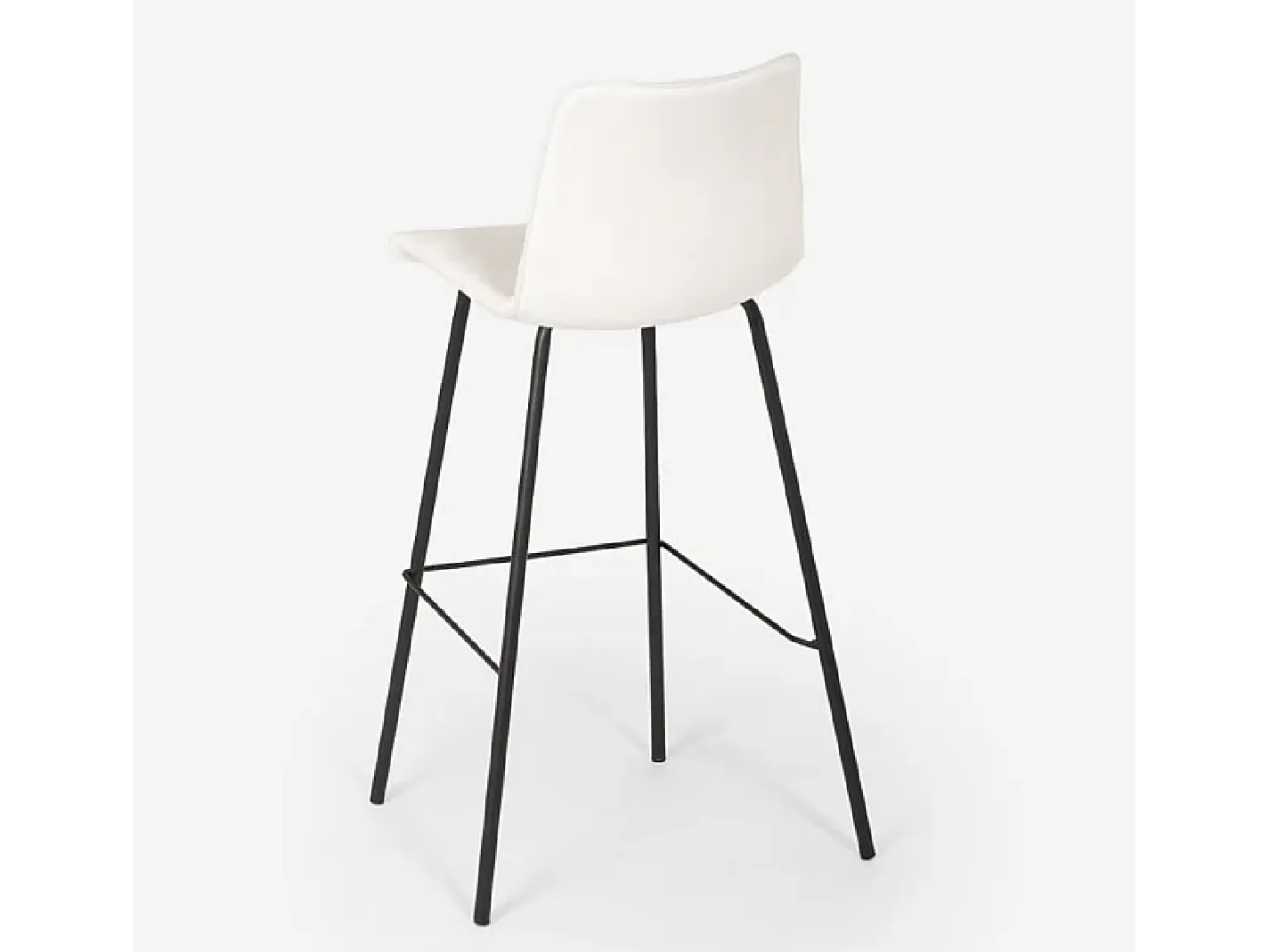 Taburete alto de bar cocina fijo terciopelo diseño moderno Dett - Blanco