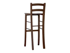 Taburete alto de bar de madera h 80cm con asiento en nogal macizo oscuro