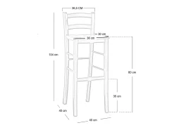 Taburete alto de bar en madera cruda para pintar h 80 cm asiento de madera maciza