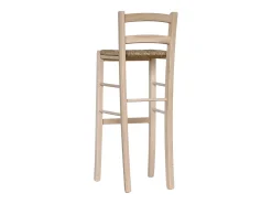 Taburete alto de bar en madera cruda para pintar h 80 cm asiento de paja