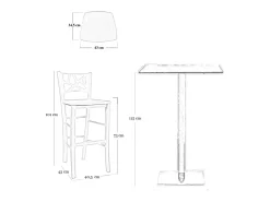 Taburete alto de bar Sissy en madera cruda para pintar h 73 con asiento macizo
