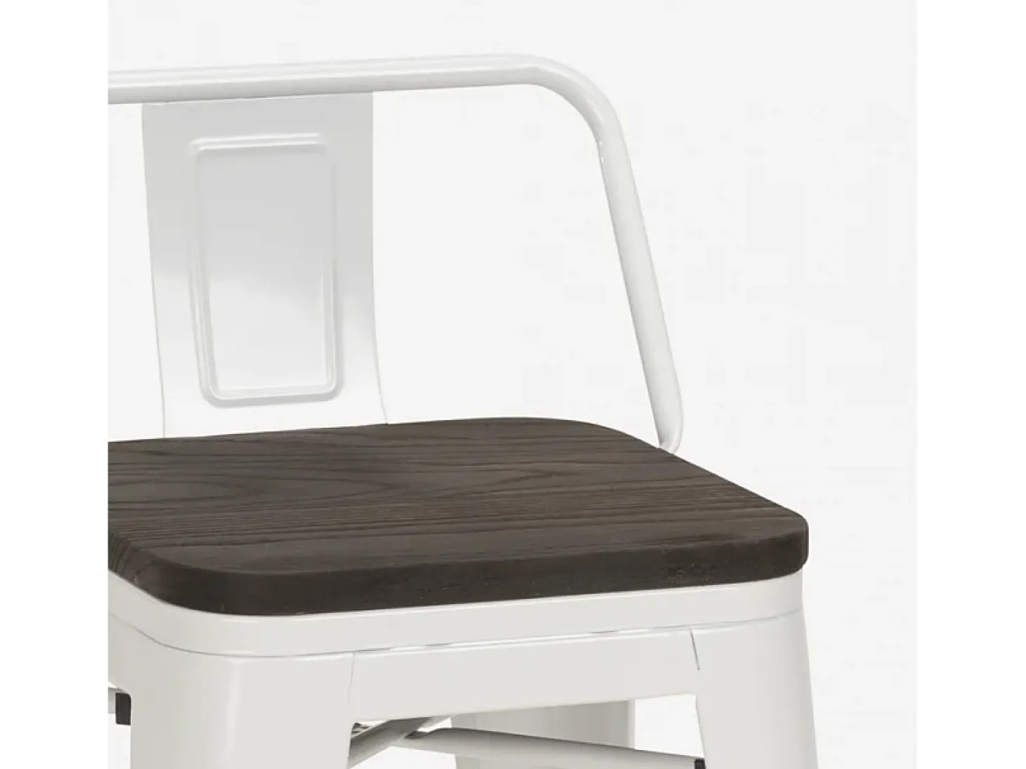 taburete alto de diseño industrial de metal y madera, para barra y cocina steel wood top - Blanco