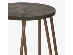 Taburete alto de diseño industrial de metal y madera para bar, restaurante y cocinas Carbon Top - Marrón