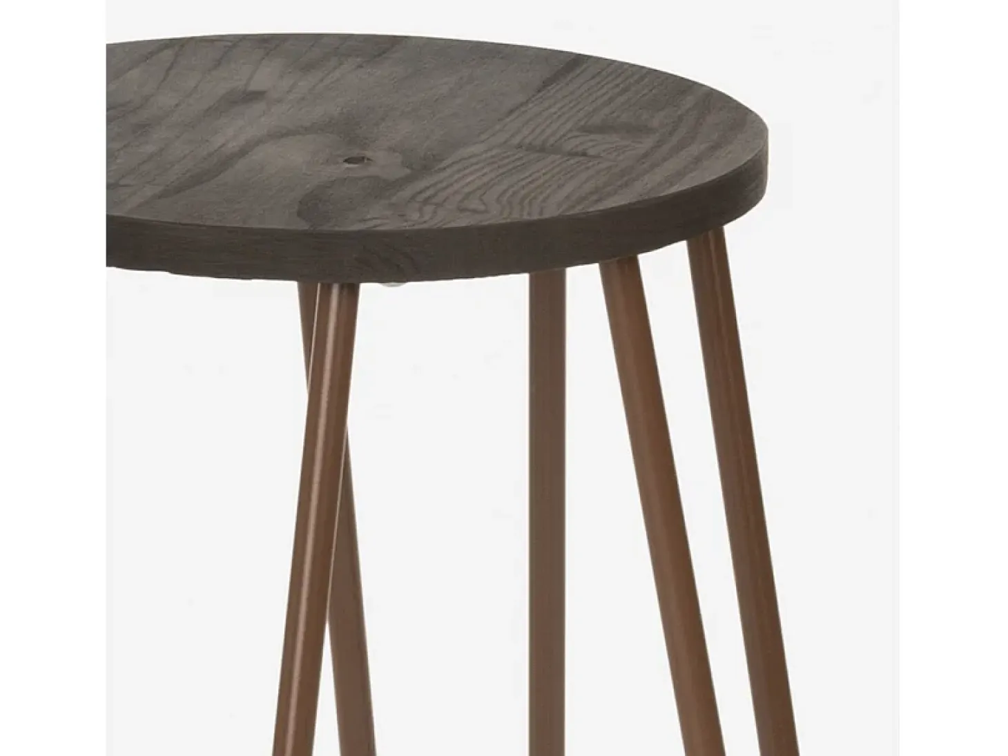 Taburete alto de diseño industrial de metal y madera para bar, restaurante y cocinas Carbon Top - Marrón