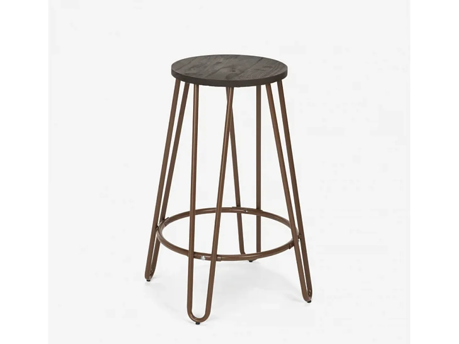 Taburete alto de diseño industrial de metal y madera para bar, restaurante y cocinas Carbon Top - Marrón