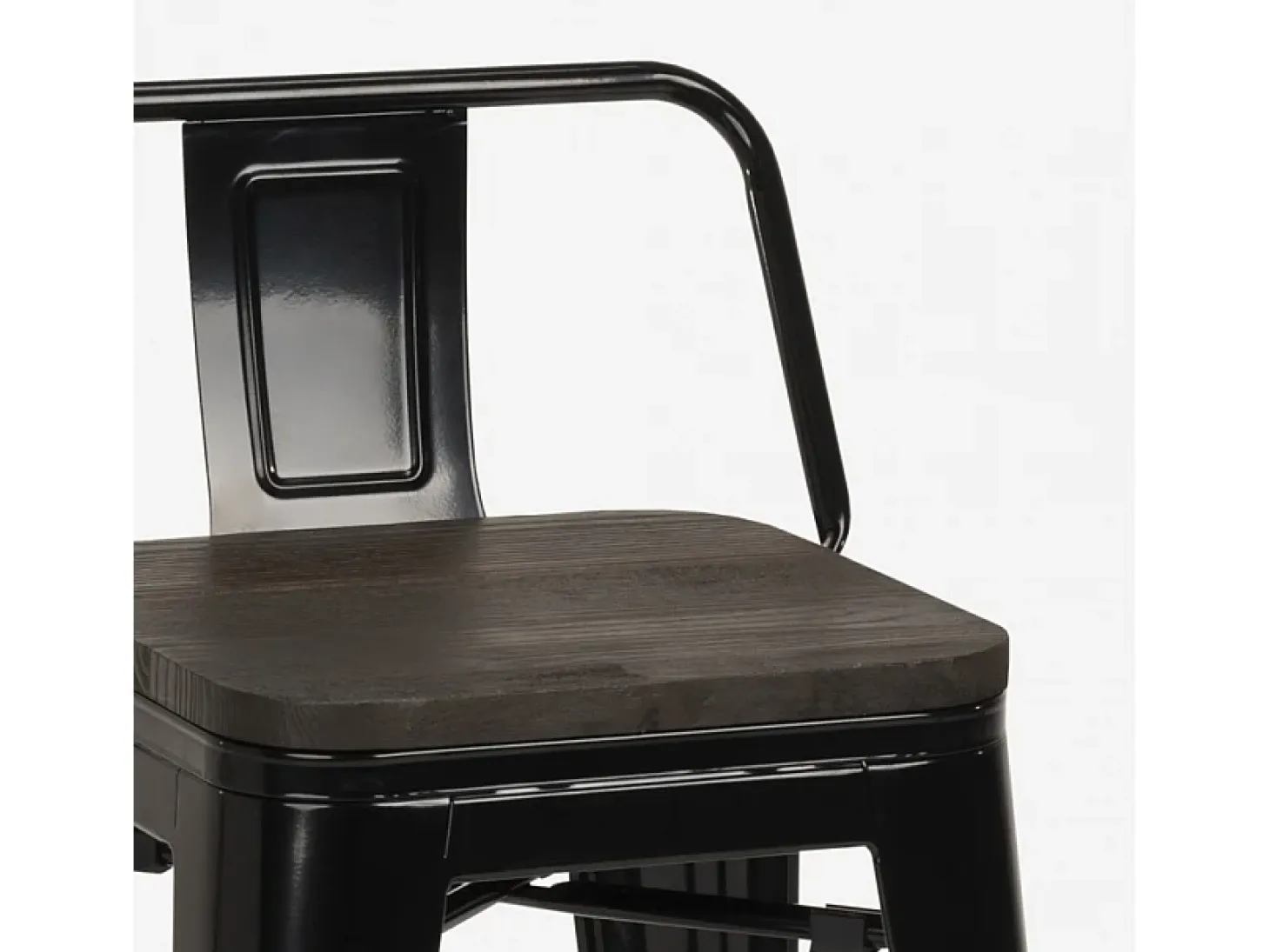 taburete alto de diseño industrial de metal y madera, para barra y cocina steel wood top - Negro