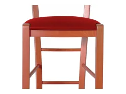 Taburete alto de madera de naranjo h 73 cm Rustico con asiento de polipiel roja