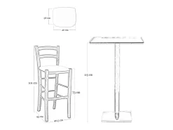 Taburete alto de madera de color naranja h 73 cm con asiento de piel sintética gris claro