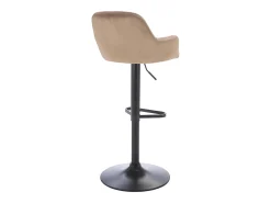 taburete alto de terciopelo y metal negro - Altura ajustable - Beige - ELEANA