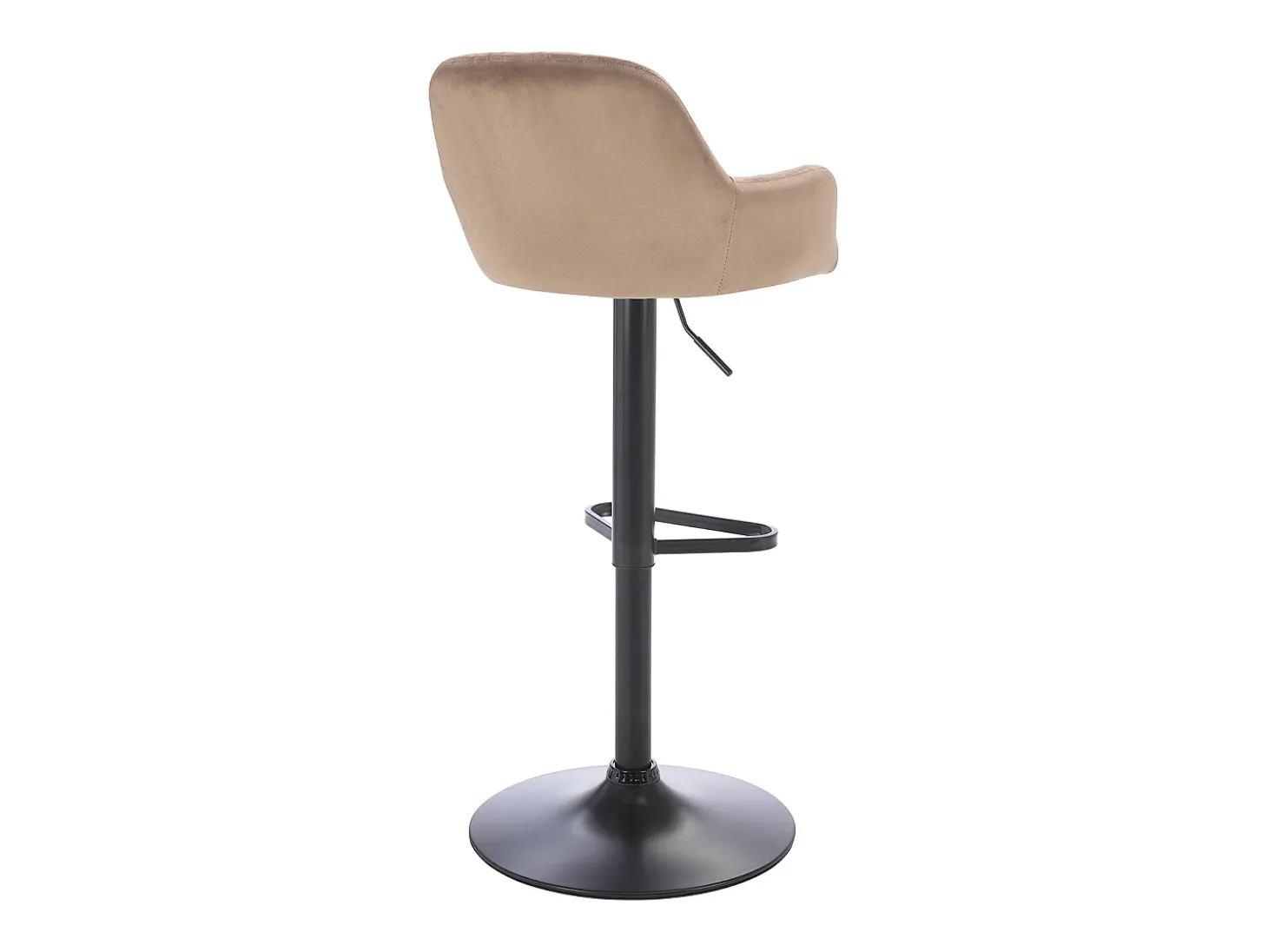taburete alto de terciopelo y metal negro - Altura ajustable - Beige - ELEANA