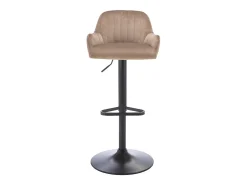 taburete alto de terciopelo y metal negro - Altura ajustable - Beige - ELEANA